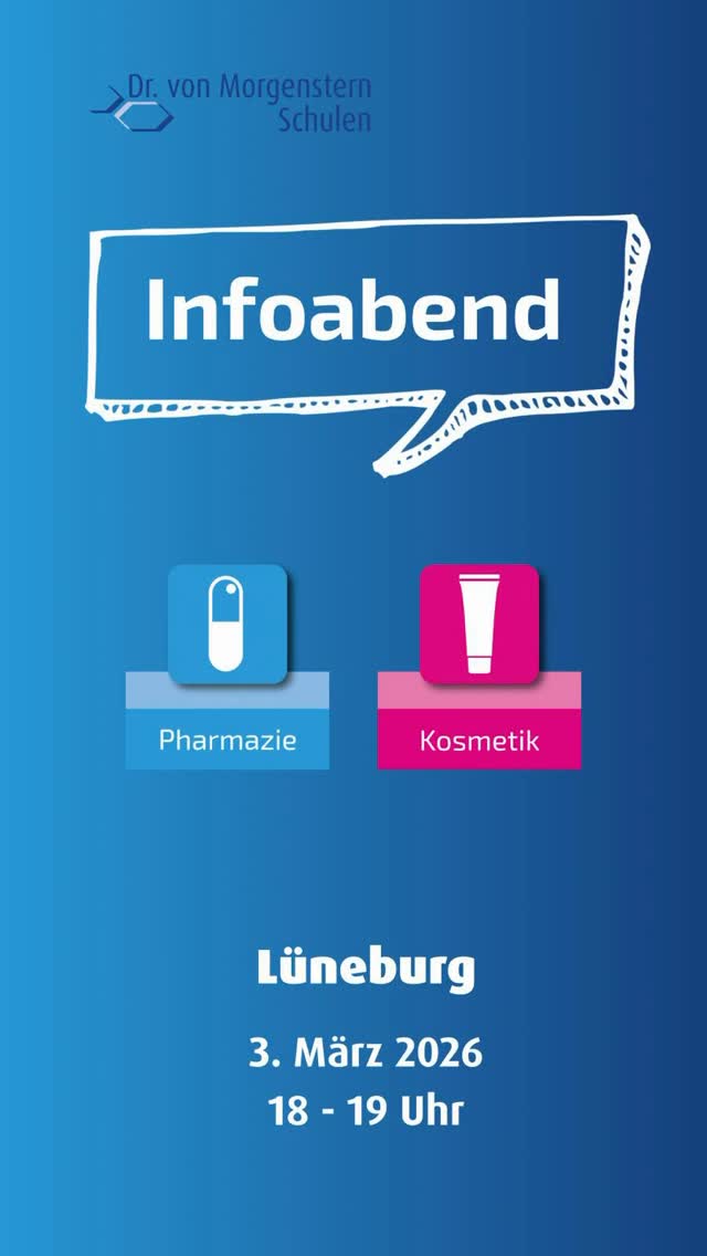Komm vorbei zu unserem #InfoAbend in #Lüneburg!
Zwei tolle #Ausbildungen haben wir für dich im Programm. ⬇️
#pharmazeutischtechnischerassistent 💊
#Kosmetik staatlichgeprüft 🧴
Wir freuen uns auf dich! 🤩
