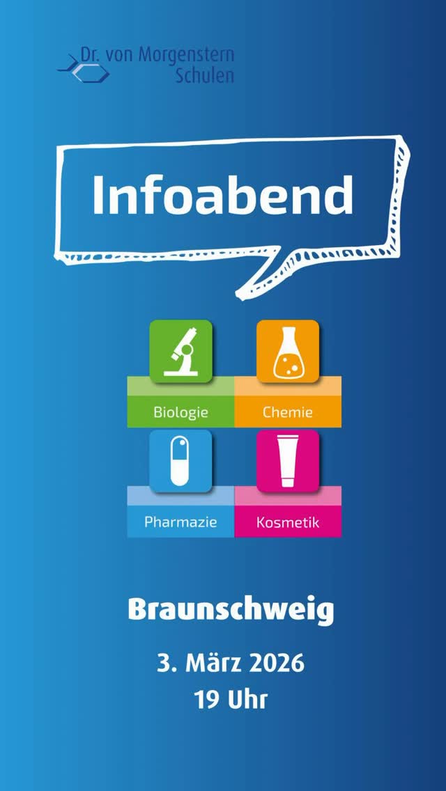 Komm vorbei zu unserem #Infoabend in #Braunschweig. Wir haben vier spannende #Ausbildungen für dich im Programm. 💊🧪🔬💅🏻
Einfach vorbei kommen - wir freuen uns auf dich!
#berufsorientierung #derbestemixauspraxisundtheorie