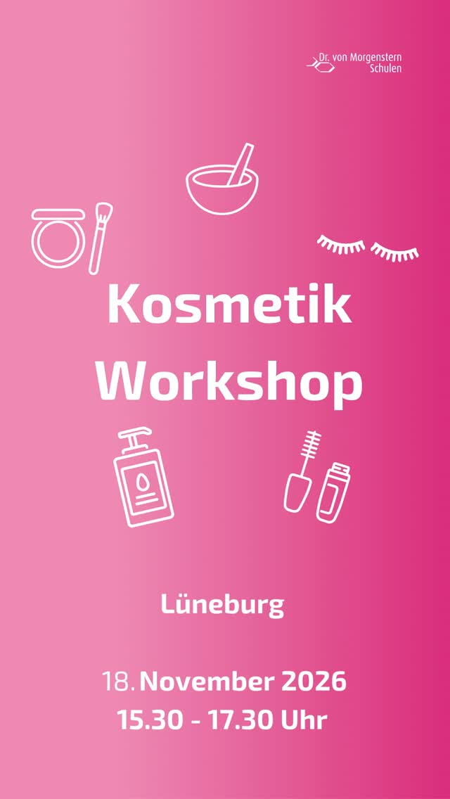 ✨ Du interessierst dich für Haut, Beauty & Menschen? Dann probier Kosmetik einfach selbst aus! 💆♀️💄
Komm zu unserem Kosmetik-Workshop und finde heraus, ob Kosmetik dein Ding ist! 👀
💆♀️ praktische Einblicke in die Kosmetikausbildung
✨ selbst ausprobieren & mitmachen
🧴 Haut & Pflege entdecken
💄 kreative Arbeit kennenlernen
💬 Fragen stellen und mit Lehrkräften ins Gespräch kommen
Denn Kosmetik ist mehr als Beauty: Fachwissen, Hautgesundheit, Beratung, Kreativität und der Kontakt mit Menschen gehören genauso dazu.
Finde heraus, ob Kosmetik dein Ding ist! 💫
📅 18.11.2026
⏰ 15:30–17:30 Uhr
📍 Dorette-von-Stern-Str. 6, 21337 Lüneburg
👉 nur mit Anmeldung: via WhatsApp 0172 664 00 82 oder e.thorborg@morgenstern-schulen.de
#Kosmetik #Kosmetikausbildung #KosmetikWorkshop #Beauty #Lüneburg
